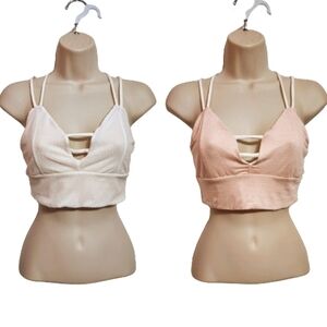 Briavia Reversible Strappy Crop Top White Peach M/L